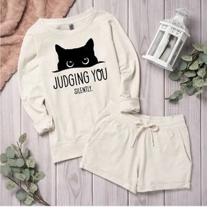 NEW! Women’s Lounge Set - French Terry Slouchy Pullover& shorts Size Small